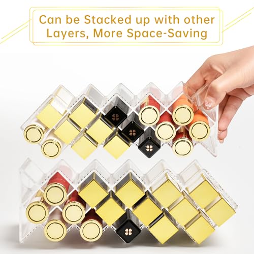 Nimiah 28-Slot Lipstick Organizer - Clear Stackable Holder for Makeup