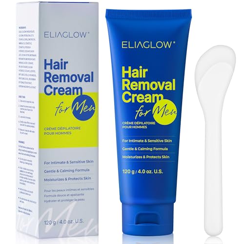 ELIAGLOW Hair Removal Cream for Men & Women - 4 Ounce, Gentle Formula for Intimate Areas, Body, Legs, Chest