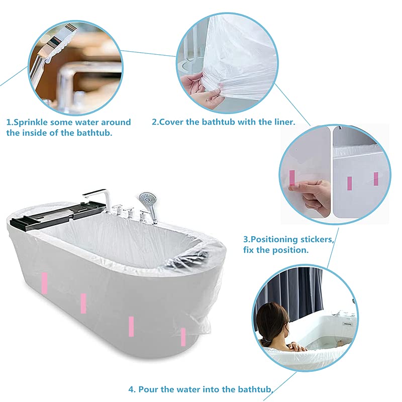 15-Pack Disposable Bathtub Cover Liners Large 102x47 Inches for Salon Hotel Home
