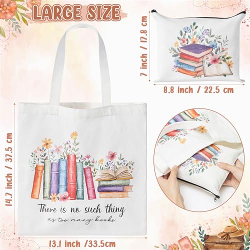 Y1tvei Canvas Tote Bag with Makeup Pouch - Reusable Gift