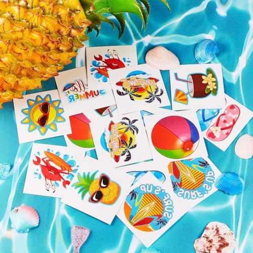 144 Summer Temporary Tattoos for Kids - Hawaiian Pool Party Favors