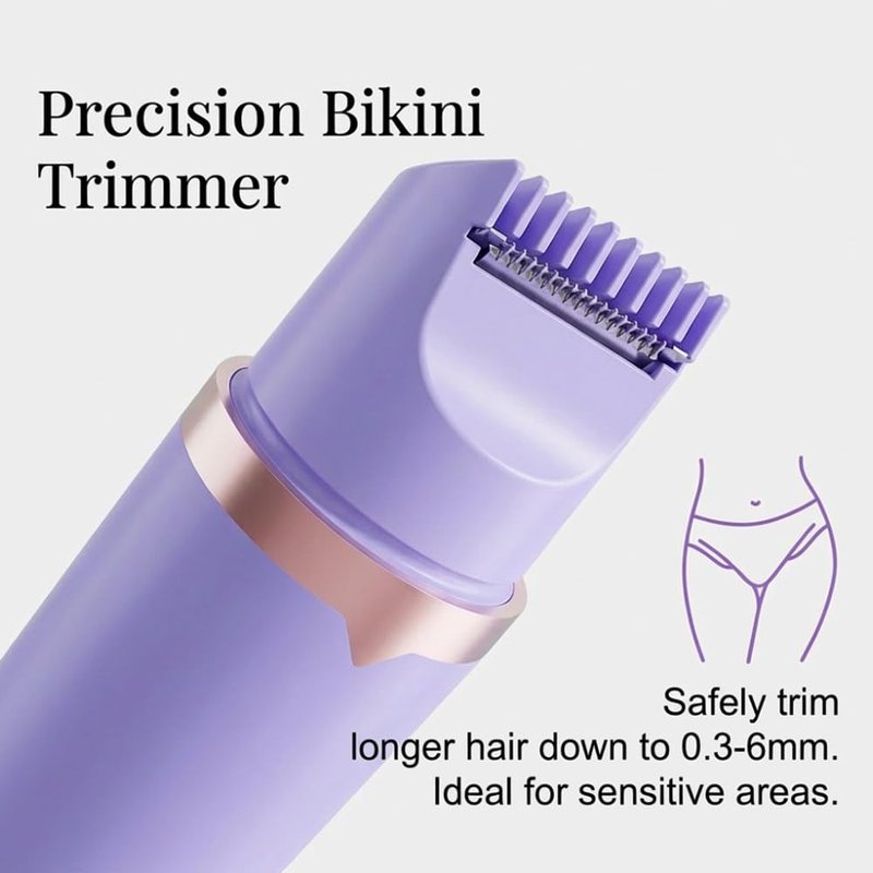 Bikini Trimmer for Women, 2 in 1 Electric Razors for Women, Rechargeable Pubic Body Hair Trimmer Electric Shaver for Legs Body Hair, Waterproof Easy Clean, Ceramic Blade for Underarm Leg Arm (Purple)