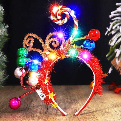 GORTIN LED Christmas Headband with Candy Cane Light-Up Holiday Costume Accessory