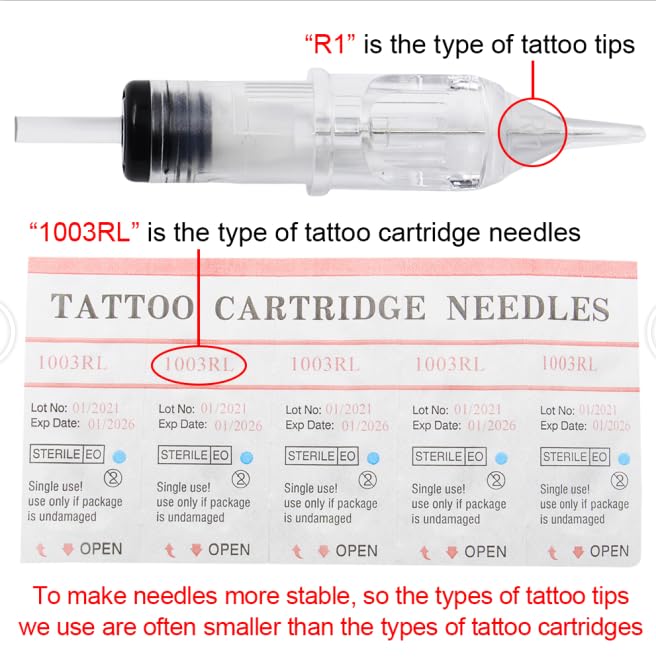 Yuelong 40pcs Mixed Round Liner Shader Magnum Tattoo Cartridge Needles - Standard Size Variants RL RS RM
