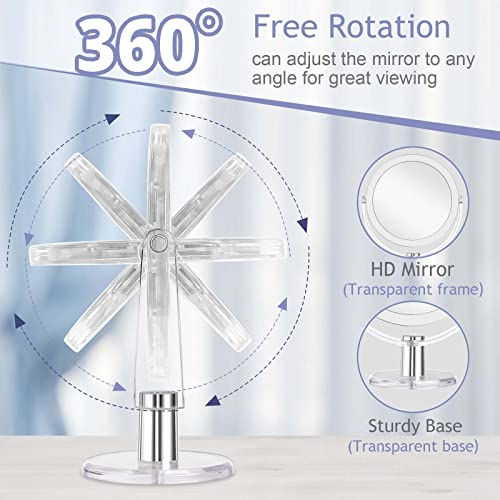 CLSEVXY Double-Sided Makeup Mirror - 1X/15X Magnification, 360° Swivel, 6.25 Inch Portable Tabletop Mirror