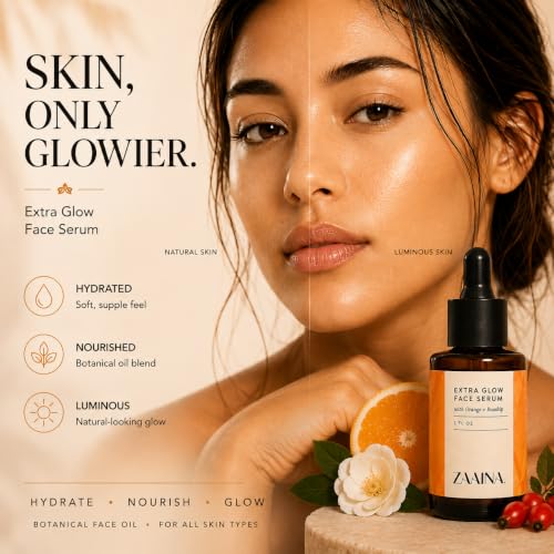 ZAAINA Extra Glow Face Oil Serum for Radiant Skin - 1 oz, Vegan & Hydrating