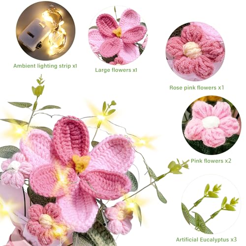 Vynora Handmade Crochet Daisy Bouquet - Artificial Flowers for Home Decor