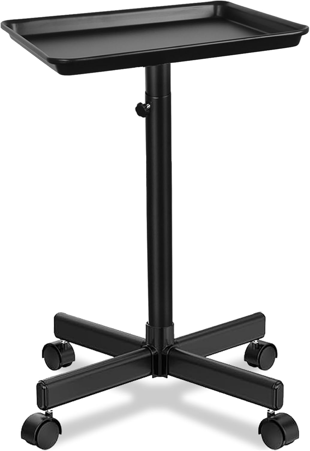 Height Adjustable Rolling Beauty Trolley Cart - Professional Salon Tray on Wheels | Black