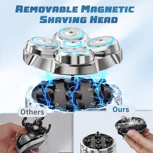Head Shavers for Bald Men, Magnetic Electric Razor Hair Trimmer for Men Cordless Rechargeable Electric Shavers for Men 100% Waterproof Dry & Wet Beard Grooming Kit with Led Display