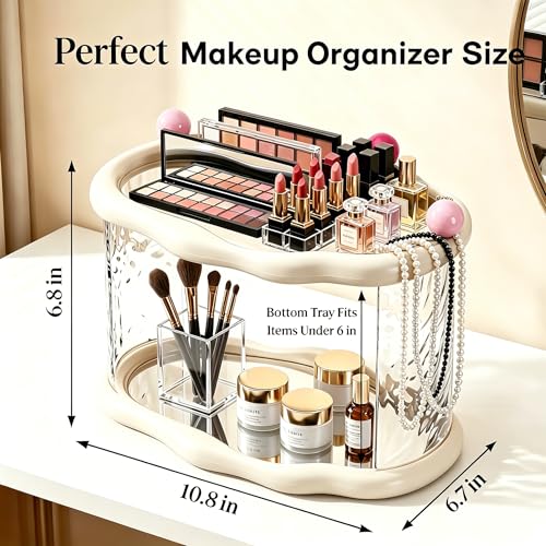 A CENTER White 2-Tier Clear Acrylic Makeup & Jewelry Organizer