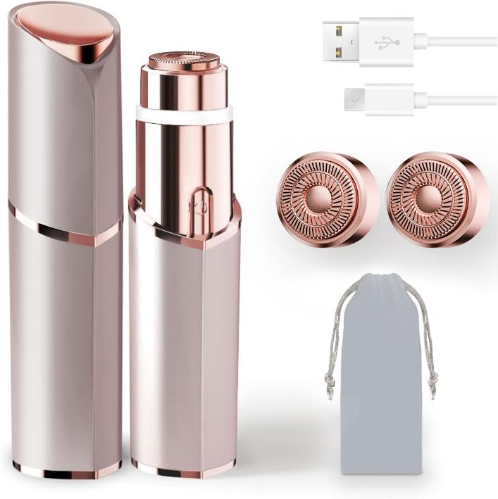 Electric Facial Hair Removal for Women - Rechargeable Painless Hair Remover with LED Light | Upper Lip, Chin, Peach Fuzz