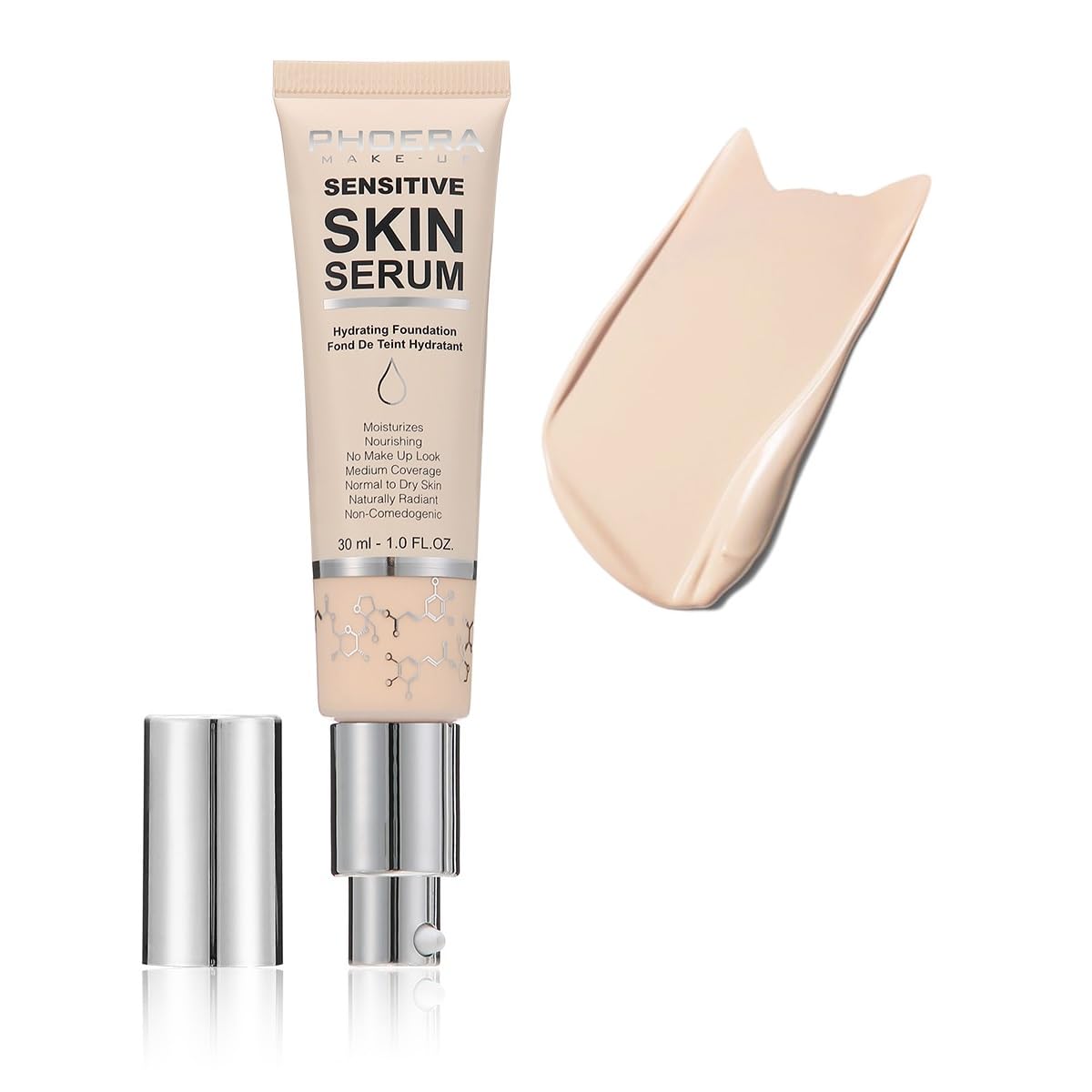 PHOERA Hydrating Serum Foundation - Flawless Full Coverage Makeup | N05 Tan, Hypoallergenic Formula