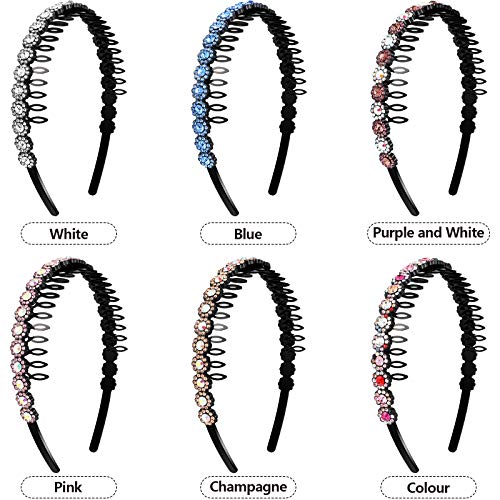 6 Pack Crystal Headbands for Women - Chic Flower Style Hair Accessories