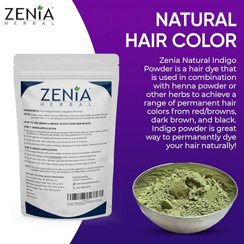 Zenia Indigo Powder 100g - Natural Hair & Beard Dye Indigofera Tinctoria