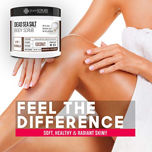 OGX Hydration + Sea Kelp & Hyaluronic Acid Sulfate-Free Lightly Moisturizing Body Scrub with Black Rice, Gentle Exfoliating Daily Body Wash to Soften & Smooth Skin, 19.5 Fl Oz
