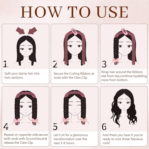Awaytr Velvet Heatless Hair Curler Set in Deep Pink for Overnight Curls