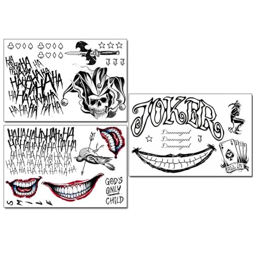 3 Sheets Halloween Temporary Tattoos for Costumes & Parties
