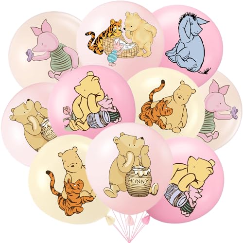 Winnie the Pooh Pink Balloons - 24pcs Baby Shower & Birthday Party Decorations