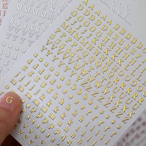 3D Alphabet Nail Art Stickers - 8 Sheets Self-Adhesive Decals