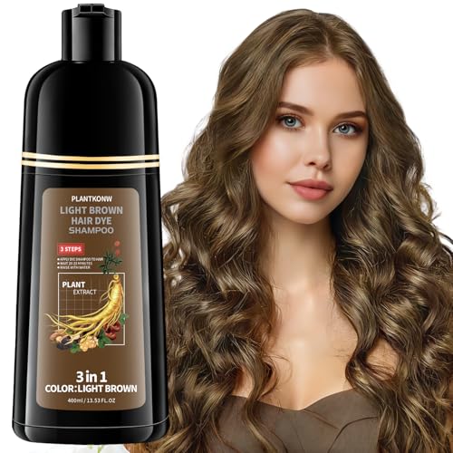 Plantkonw Light Brown Hair Dye Shampoo - 3-in-1 Natural Gray Coverage