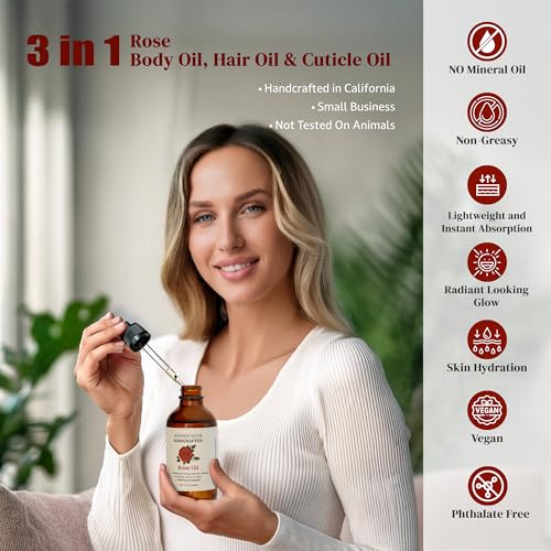 Soothing House Rose Body Oil – Hydrating Jojoba & Vitamin E Skin Oil, 4 oz