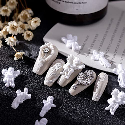 90PCS White Embossed Angel Nail Charms For Acrylic Nails 3D Baby Art