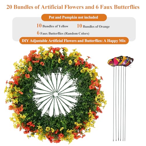 20 Bundles UV-Resistant Artificial Fall Flowers with Butterflies