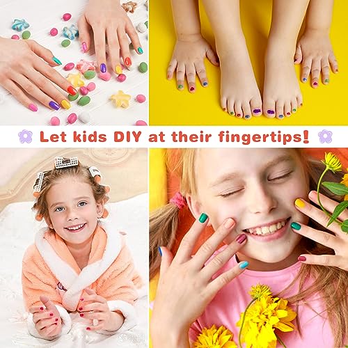 ETYJO Kids Nail Polish Set D - 12 Color Non-Toxic Water-Based Peel-Off Quick Dry for Girls 3-12