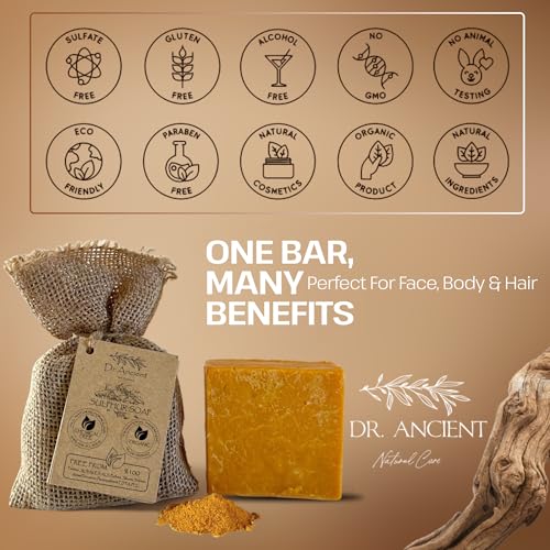 Dr.Ancient Sulfur Soap for Acne-Prone Skin & Dark Spots - 2 Pack