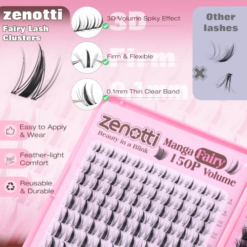 Zenotti Fluff 150D+ Manga Fairy Lash Clusters – Wispy Volume Eyelashes
