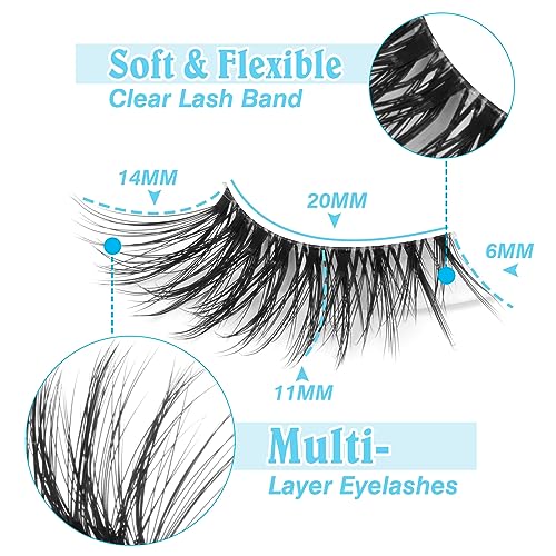 Cat Eye Half Lashes Natural Wispy Mink Fake Eyelashes Lightweight Reusable zanlufly