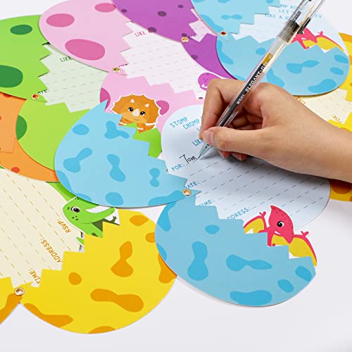 24 Dinosaur Birthday Party Invitations with Envelopes - Dino Eggs Design