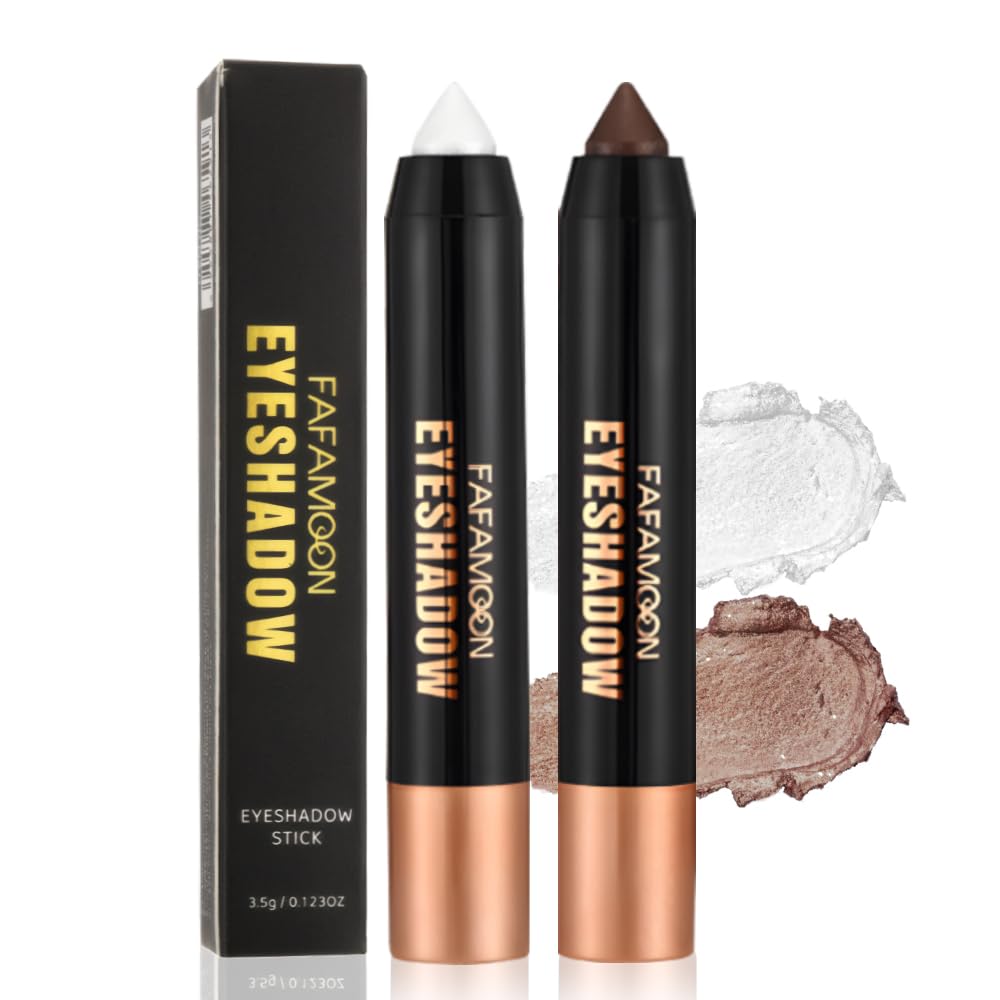 Monochrome Cream Glitter Eye Shadow Stick Palette - 2-in-1 Waterproof Eyeshadow & Eyeliner Pencil for Mature Women | Vegan & Cruelty-Free | 06 Shimmer Dark Brown
