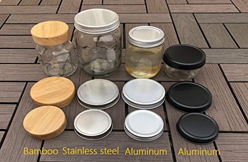 Wide Mouth Mason Jar Lids - Stainless Steel with Silicone Seals (6 Pack)