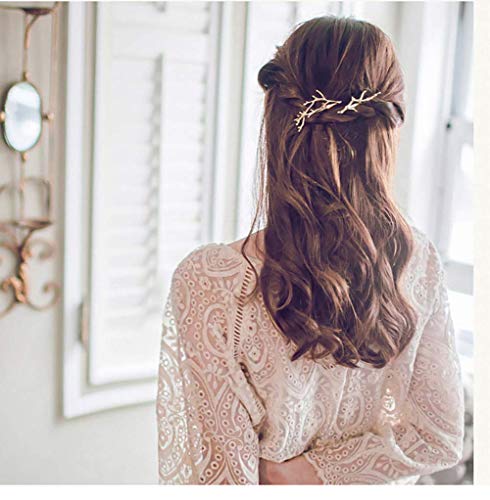 10pcs Gold Silver Leaf Hair Clips Set - Elegant Dainty Hairpins for Wedding & Gifts