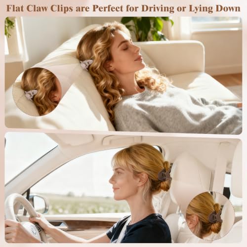 10-Pack Flat Hair Clips for Women - Matte Claw & Flower Hairpins Set