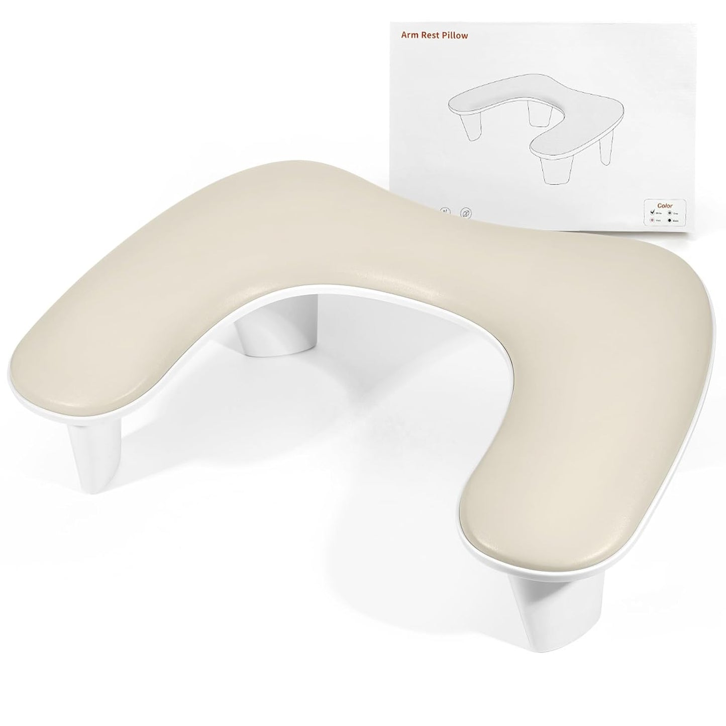 U-Shaped Nail Arm Rest Pillow - Microfiber Leather Cushion for Manicure | Pink Nail Tech Support