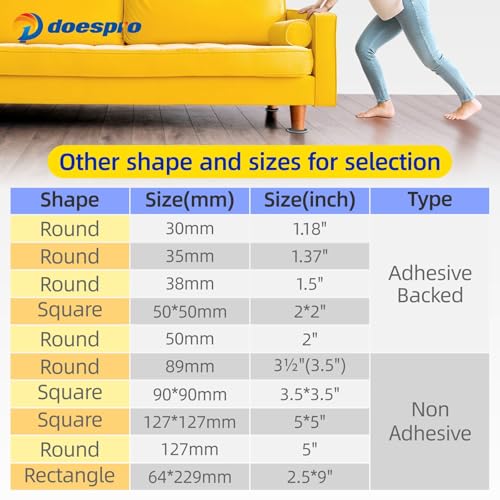 3.5" Large Furniture Sliders - Heavy Duty Floor Protectors, 16 Pack