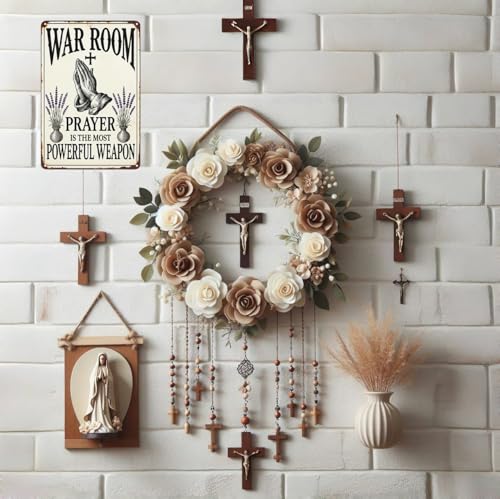 Vintage Christian Prayer Tin Sign - Powerful Weapon Wall Art