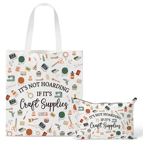 Y1tvei Canvas Tote Bag with Makeup Pouch - Reusable Gift
