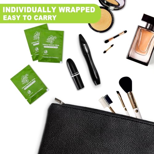 Aloe Vera Makeup Remover Wipes Bulk Pack of 100 Individually Wrapped Travel Wipes