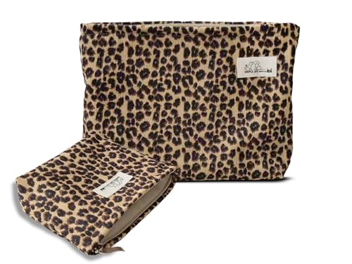 HAPPYHEIDI 2-Piece Makeup Bag Set - Travel Cosmetic Pouch in Leopard Print