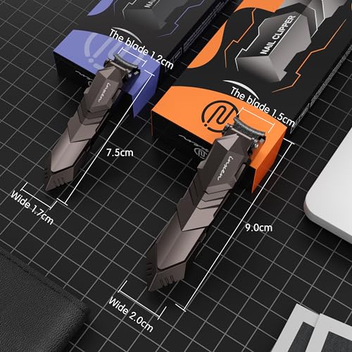 INXEN 2 Pack Black Nail Clippers Set with Catcher - Small & Large Heavy Duty Stainless Steel Manicure Tools for Men & Women
