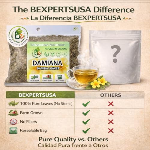Premium Damiana Leaf Tea - 4 oz Loose Herbal Tea with Infuser