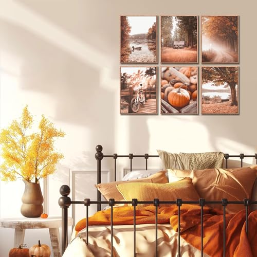 Autumn Landscape Canvas Wall Art Prints - 6pcs 8x10in Rustic Decor