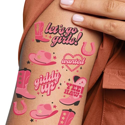 Big Dot of Happiness Rodeo Cowgirl Temporary Tattoos - Kids & Adults, 12 Sheets