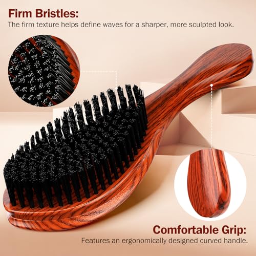 360 Wave Brush for Men - Hard Bristle Hair Styling Tool