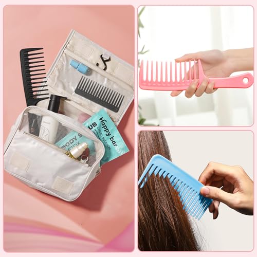 Pink Wide Tooth Comb for Curly Hair - Detangling Styling Comb for Wet & Dry Hair - 2 Pack
