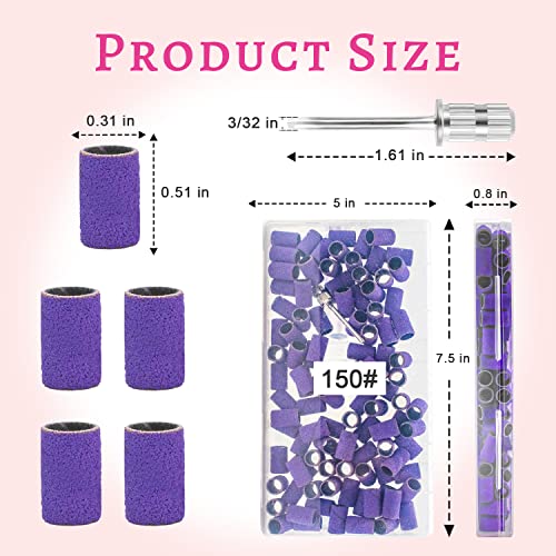 100 Pcs 150 Grit Nail Sanding Bands with Drill Bit Set