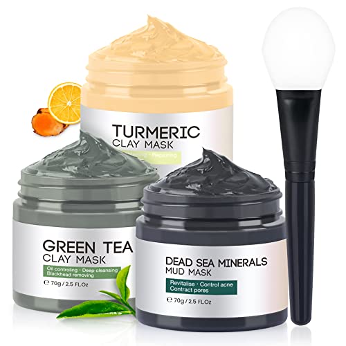 BOJICA 3PCS Clay Face Mask Set for Deep Pore Cleansing